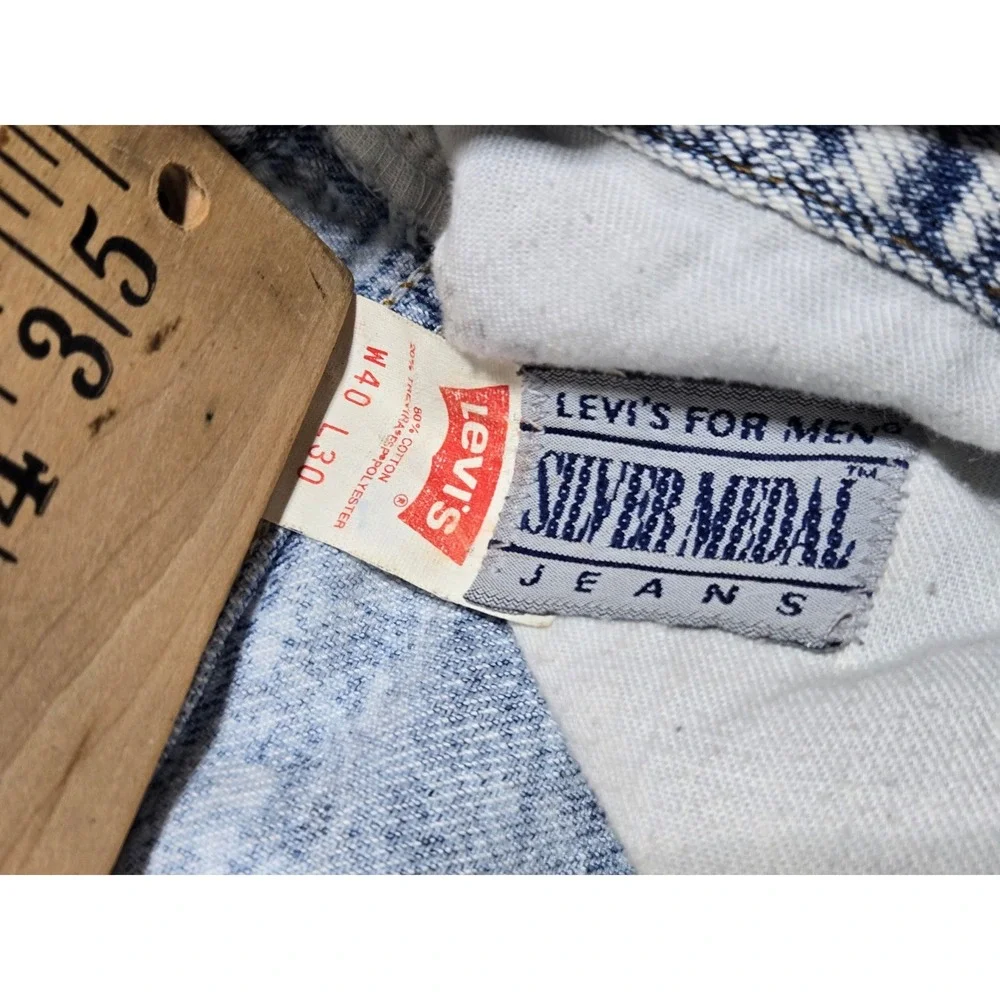 Levi's Light Blue Acid Wash Jeans Denim Straight Leg 38x30 Vintage USA‎